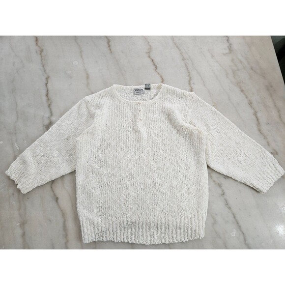 Crystal Sportswear Ltd Women’s Sweater, White, Size Large, Acrylic Knit Pullover - Picture 2 of 16